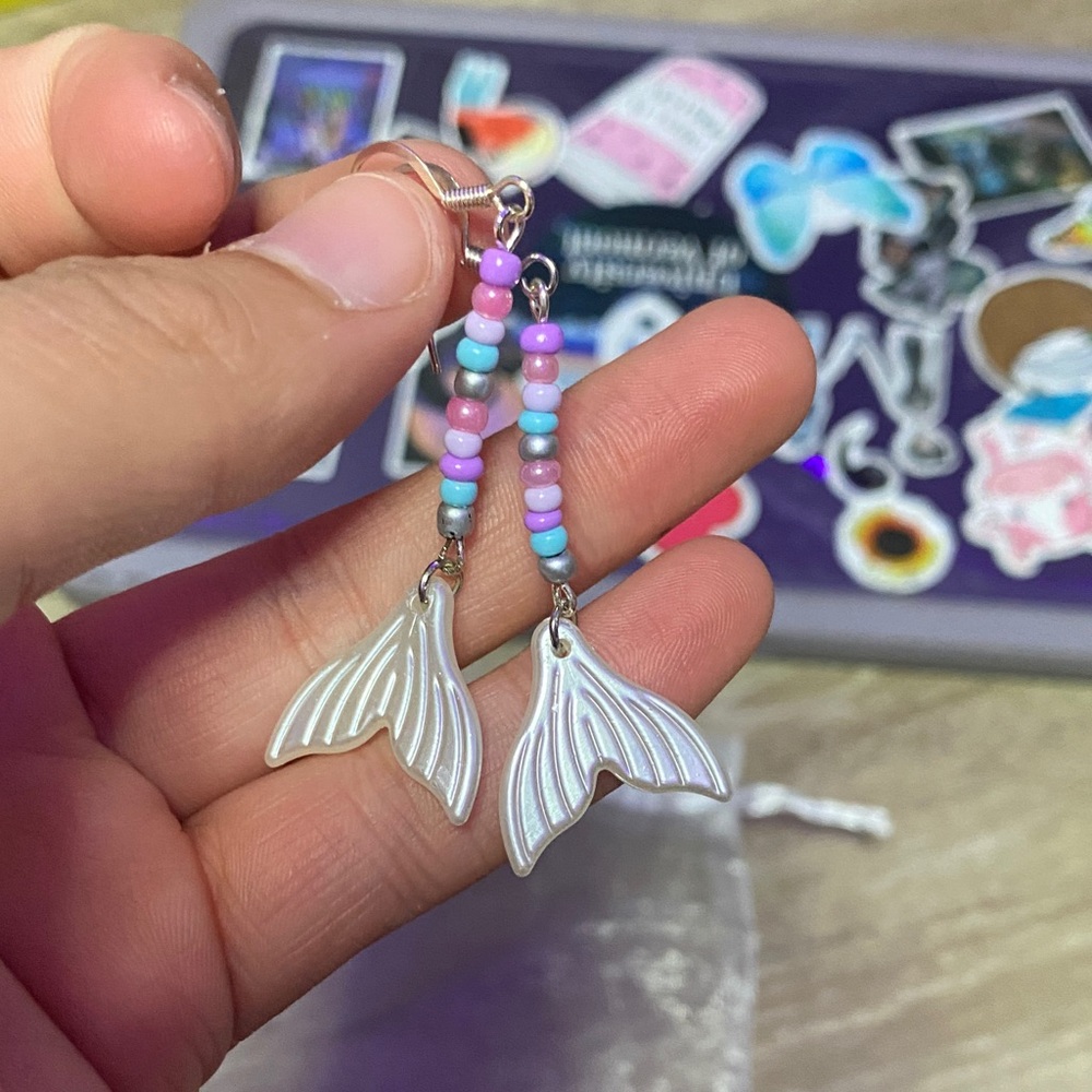 Mermaid Tail Beaded Earrings Handmade